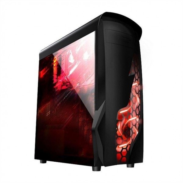 تدفق الهواء ETEK ATX برج وسط مع لوحة الأمامية المجوفة والشفافة لوحة الجانب الأيسر الأكريليك الكامل