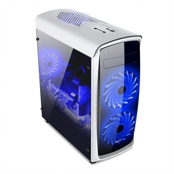 ETEK ATX وسط البرج القضية الأكريليك الأمامية والجانبية لوحة عرض جانب كامل الأسود والأبيض