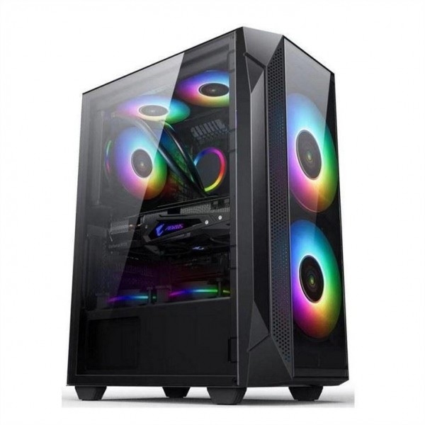 ETEK ATX/Matx حاسوب غلاف لوح الزجاج المقاوم على الجانب والجهة الأمامية دعم المراوح 2x14 سم أو 3x12 سم على دعم الأمام Rad