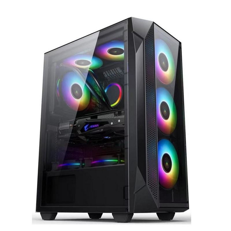 ETEK ATX/Matx حاسوب غلاف لوح الزجاج المقاوم على الجانب والجهة الأمامية دعم المراوح 2x14 سم أو 3x12 سم على دعم الأمام Rad