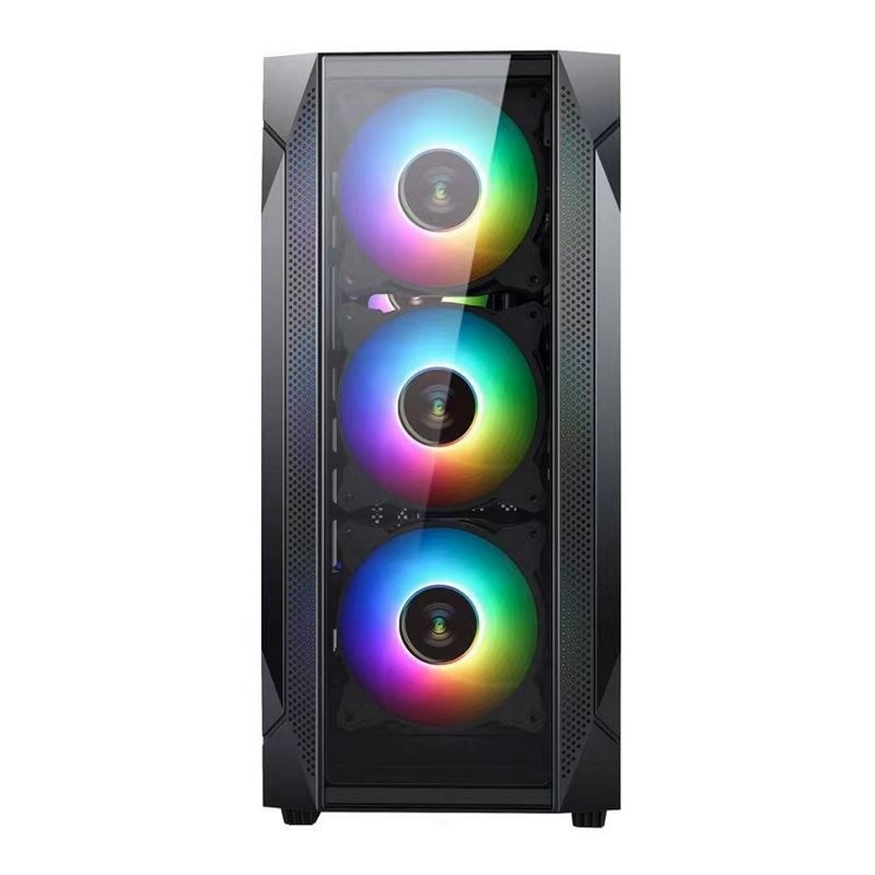 ETEK ATX/Matx حاسوب غلاف لوح الزجاج المقاوم على الجانب والجهة الأمامية دعم المراوح 2x14 سم أو 3x12 سم على دعم الأمام Rad