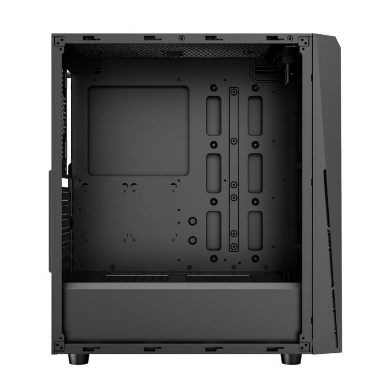 ETEK - PC Mid Tower Case اللوحة الأمامية غير المنتظمة والشبكة مع شريط ARGB LED، اللوحة الجانبية الزجاجية المقاومة، اللوحة العليا لإدخال / إخراج