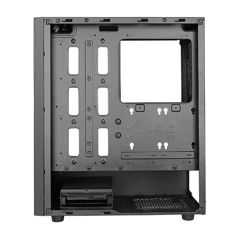 ETEK - PC Mid Tower Case اللوحة الأمامية غير المنتظمة والشبكة مع شريط ARGB LED، اللوحة الجانبية الزجاجية المقاومة، اللوحة العليا لإدخال / إخراج