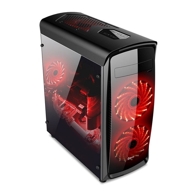 ETEK ATX وسط البرج القضية الأكريليك الأمامية والجانبية لوحة عرض جانب كامل الأسود والأبيض