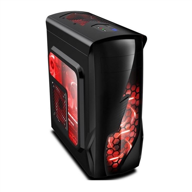 تدفق الهواء ETEK ATX برج وسط مع لوحة الأمامية المجوفة والشفافة لوحة الجانب الأيسر الأكريليك الكامل
