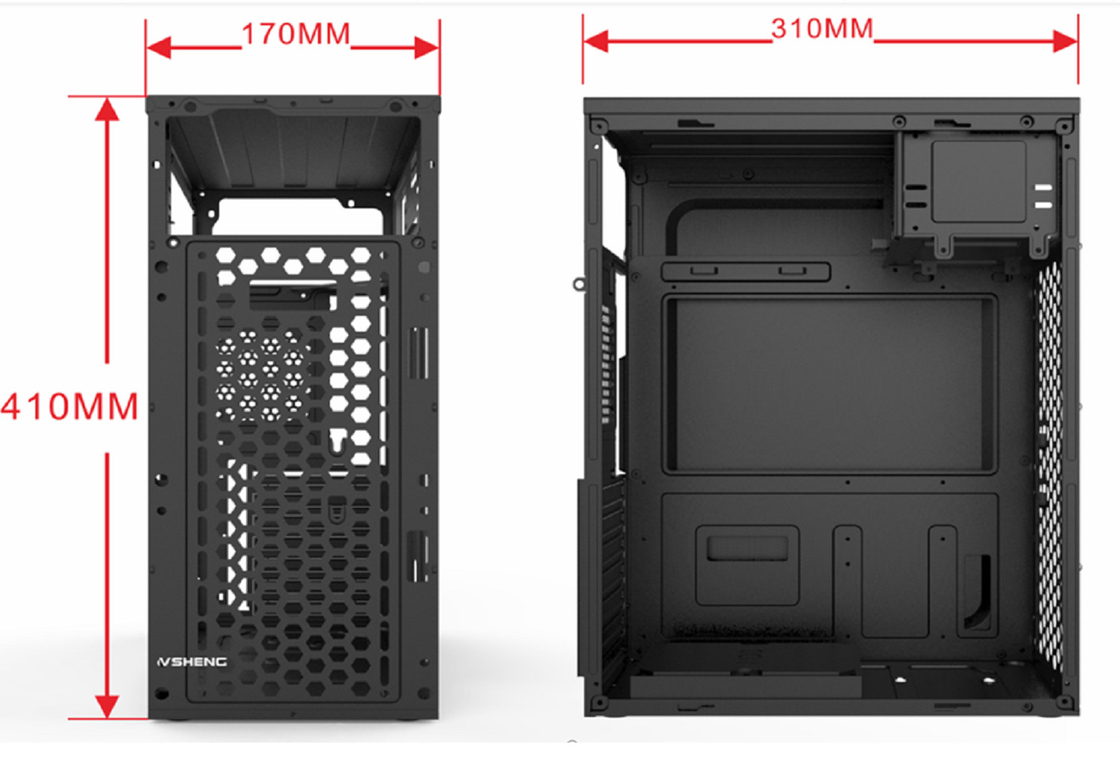 يدعم غلاف الكمبيوتر 7 فتحات PCI 2 أقراص صلبة 3 أقراص SSD 1 محرك أقراص CD ميزات 5 مرفقات مروحة متوافقة مع ATX Micro ATX و Mini ATX الألواح الأم