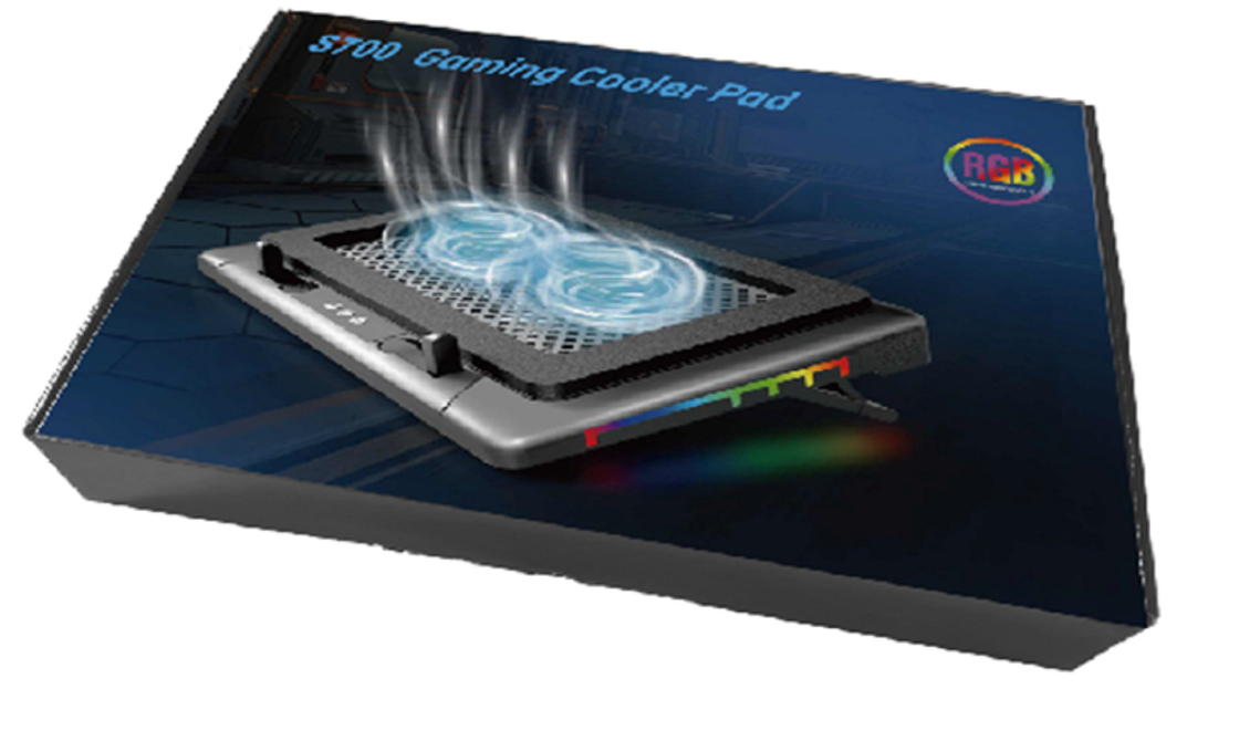 علبة تبريد الكمبيوتر المحمول مع إضاءة RGB مروحة 14 سم اثنان تعمل ب 1400 ± 10% RPM 7 مستويات تعديل الارتفاع للاعبين عشاق DIY