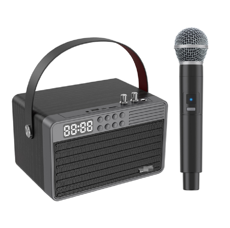 يدعم Bluetooth AUX TF Card U Disk FM Radio الميكروفون اللاسلكي الخشبي ABS الحديدي المادة الشبكة بطارية 2400mAh