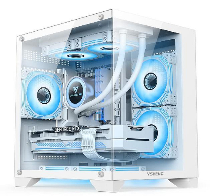 تصميم بانورامي إضاءة RGB يدعم ميكرو ATX / ميني ITX يتناسب مع وحدات الرسوم البيانية 330mm 4 فتحات و 170mm CPU Coolers 6 مرفقات المروحة