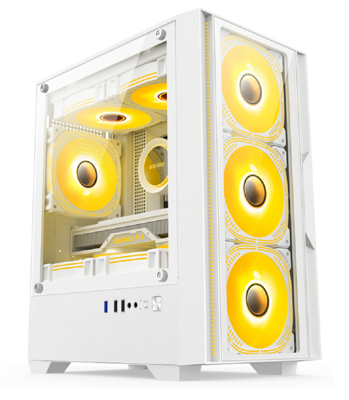 متوافق مع ألواح الأم M-ATX / ITX وضع مزدوج تثبيت 5-مروحة تخطيط إضاءة جانبية بانورامية حاسوب قضيب للاعبين متوسطة المدى