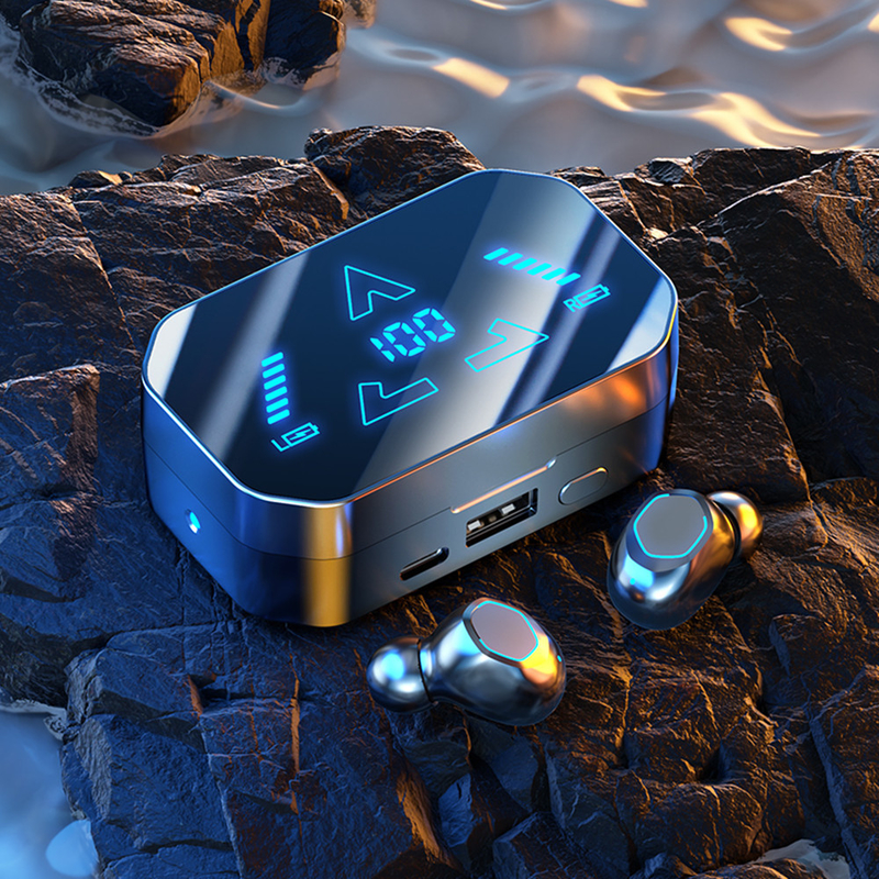 بلوتوث 53، F10 سماعات الأذن الداخلية المقاومة للماء والغبار مع شاشة رقمية التصميم الايرغونومي للاستخدام في الألعاب الرياضية