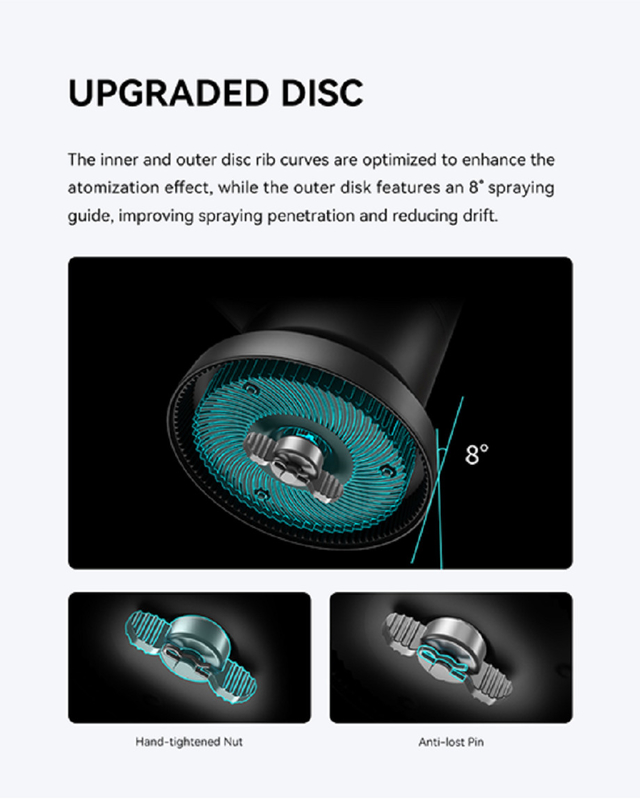 طائرات بدون طيار زراعية جديدة فوهة طرد مركزي معدل تدفق أقصى 10L / min صمام قابل للفصل CAN Comm تبريد و رش فعال