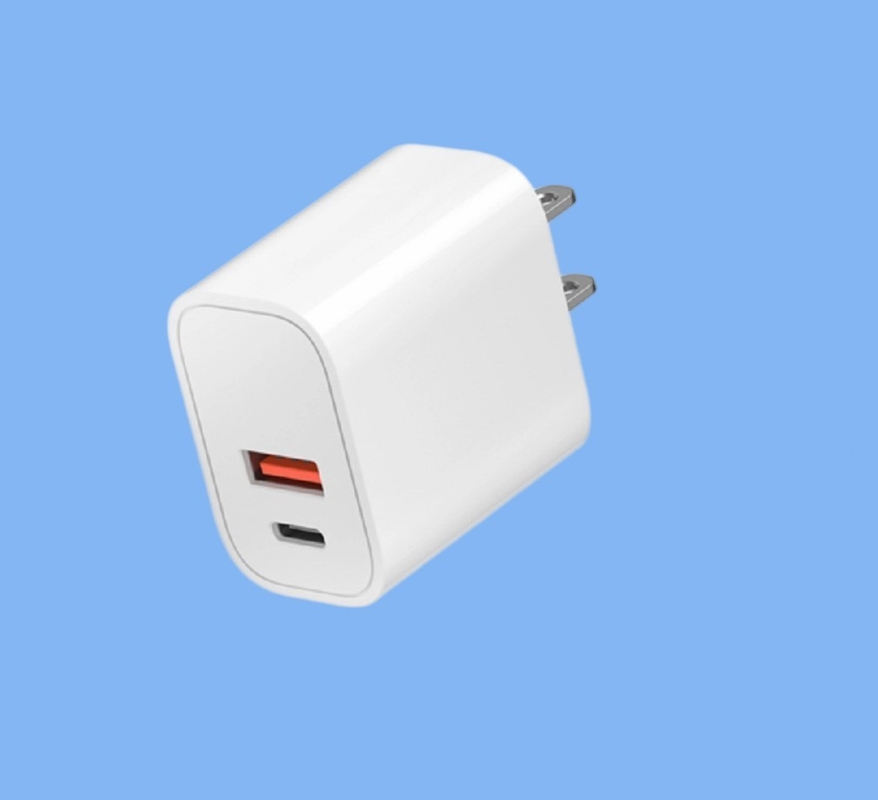 شاحن منفذ مزدوج، 36W الشحن السريع (USB-C + USB-A) ، يدعم بروتوكول الشحن السريع PD / QC ، 110-240V 50/60Hz عالمية عالمية.