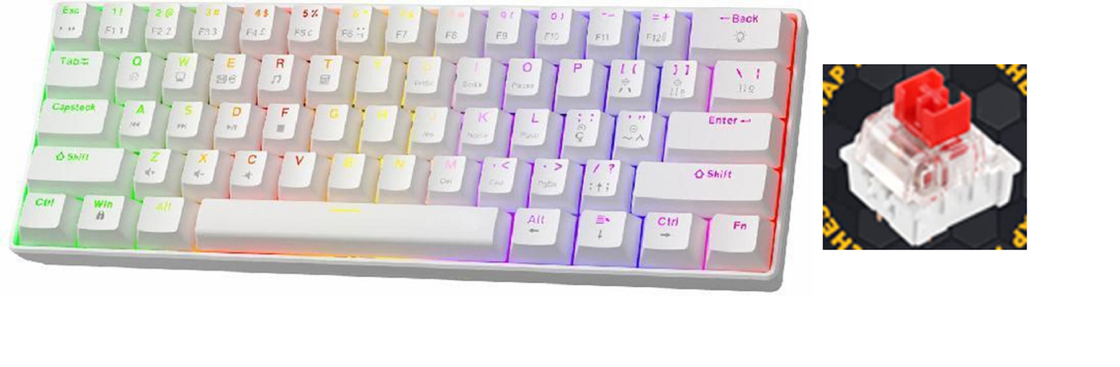 لوحة مفاتيح ميكانيكية صغيرة ذات 68 مفاتيح مع إضاءة خلفية RGB قابلة للتخصيص ومفاتيح قابلة للتبديل الساخن وتوصيل USB