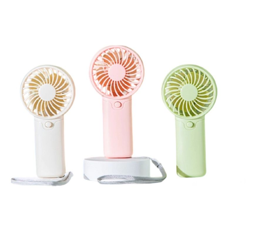 مروحة يدوية تعمل ببطارية AAA بقوة 2 واط، هيكل ABS، حجم 6*3.7*12.5 سم، وزن 53.7 جرام، خفيفة الوزن، مع حبل تعليق، أخضر، أحمر، أبيض