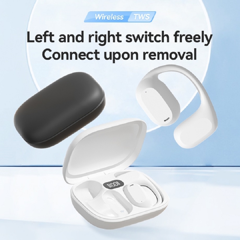 سماعات أذن ETEK TWS بخطاف للأذن، بلوتوث 5.3 (A2DP/AVRCP/HFP)، خلية سماعة أذن 50 مللي أمبير + علبة 300 مللي أمبير (لوحة حماية)