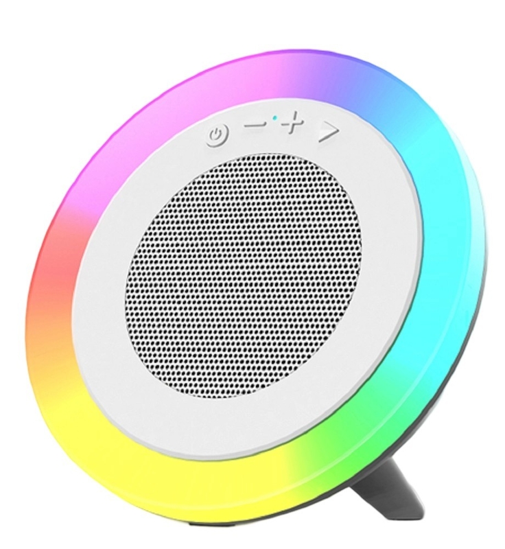 مكبر صوت بلوتوث أبيض ثلاثي الوضع، 66MM 5W خروج، بطارية 1200mAh، يدعم تشغيل USB / TF / AUX وإضاءة RGB