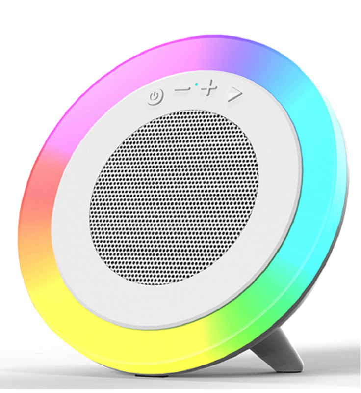 مكبر صوت بلوتوث أبيض ثلاثي الوضع، 66MM 5W خروج، بطارية 1200mAh، يدعم تشغيل USB / TF / AUX وإضاءة RGB