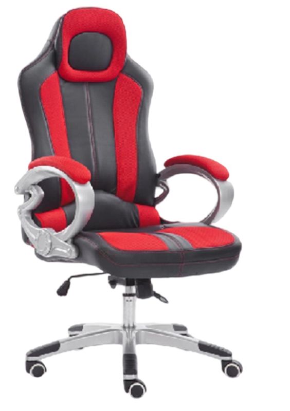 كرسي إرغونومي مع قوسات PU مطلية مسحوق القاعدة 100mm غازليفت آلية ميل الأحمر / الأسود الشبكة دعامات الذراعين