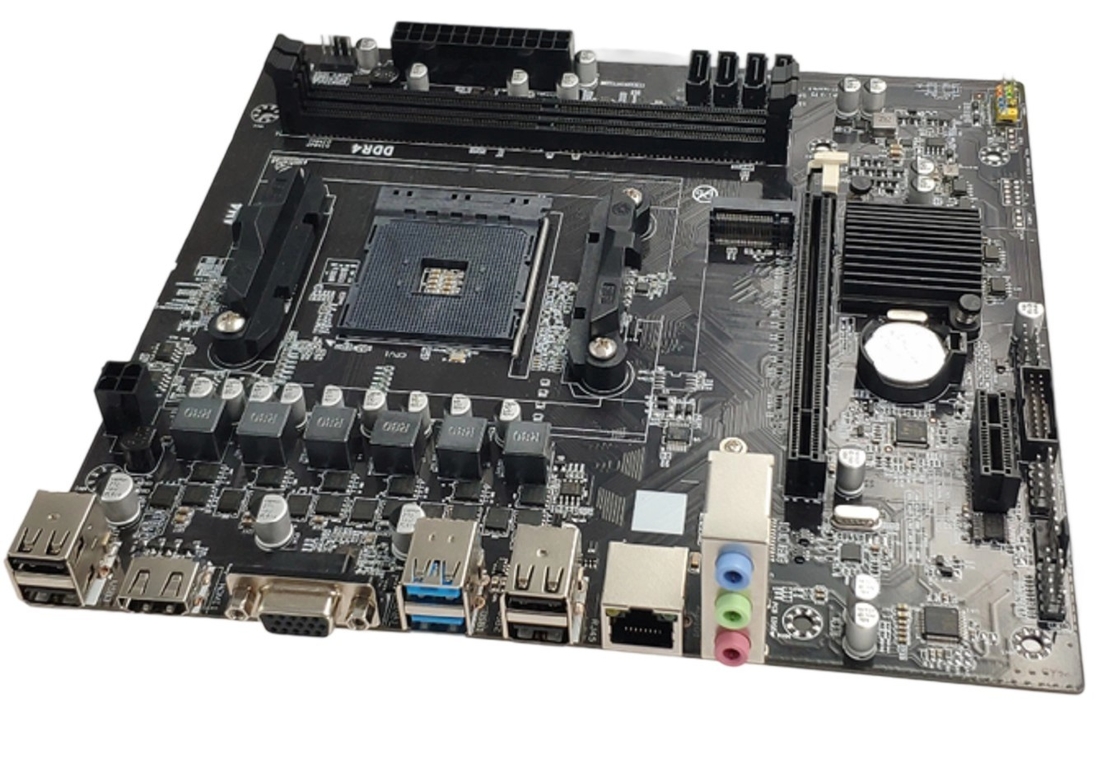 لوحة أم M-ATX AM4 لمعالجات Ryzen3/5، فتحات DDR4 مزدوجة، 4 منافذ SATA3.0، مخرجات عرض VGA+HDMI، و 3 مقابس صوت 3.5 ملم