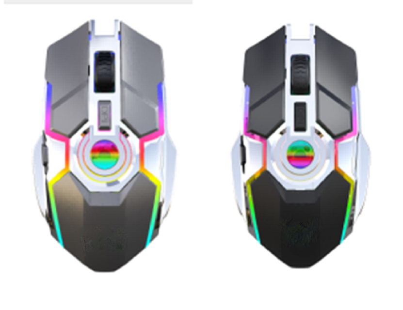 7-الزر RGB 2.4G الماوس الرسمية اللاسلكية، 600mAh بطارية، 3 أوضاع DPI، قابلة لإعادة الشحن عن طريق ميكرو USB، مادة ABS، أسود / بندقية لون