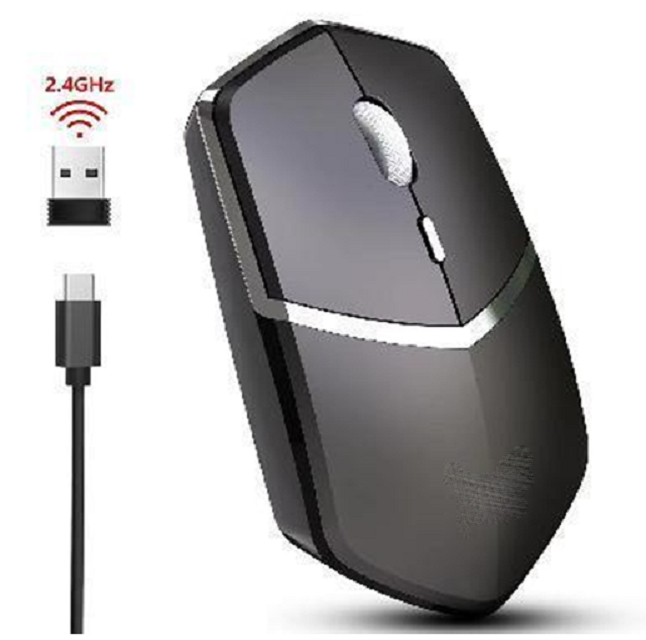 2.4G Wireless Rechargeable Mouse with 500mAh Battery, Win7/8/10/XP/Vista/iOS Compatible in Black/Grey