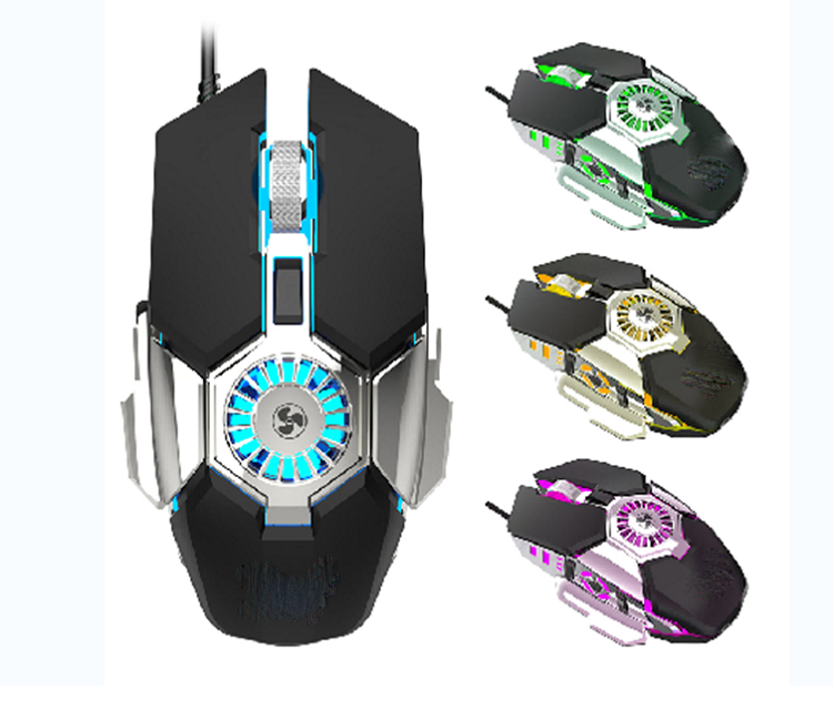 ماوس ألعاب RGB بـ 6 أزرار، DPI قابل للتعديل 1000/1600/3200/6400، إضاءة تنفس ملونة، ABS، عمر النقر 8 مليون، 5 فولت/100 مللي أمبير