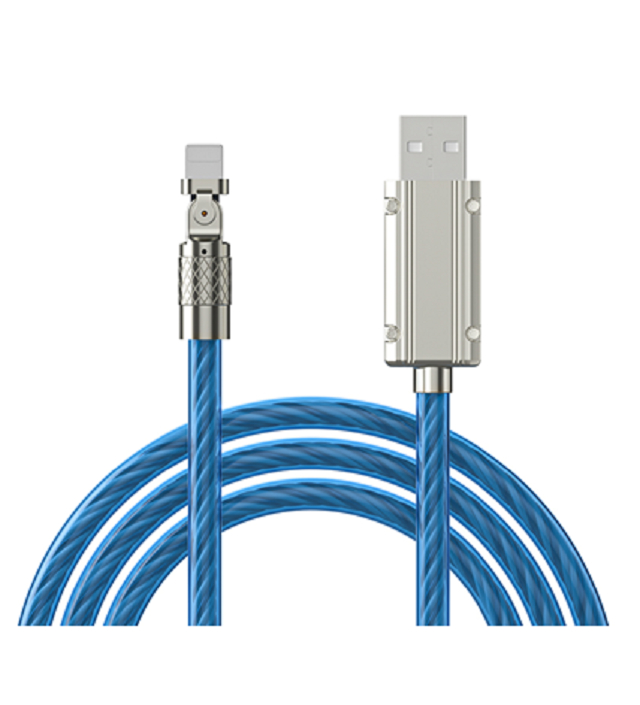 ETEK 1M كابل ضوء LED قابل للتدوير، TPE، 4-Core، الشحن السريع والبيانات، سبيكة الزنك، أبيض/أزرق/أحمر/خضراء