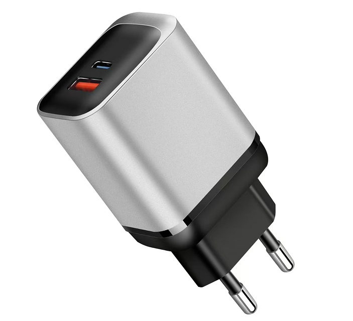شاحن ETEK 30W GaN ثنائي المنفذ للشحن السريع مع PD+PPS+QC، منفذ USB-C واحد + منفذ USB-A واحد، إدخال 110-240 فولت تيار متردد، أسود/أبيض