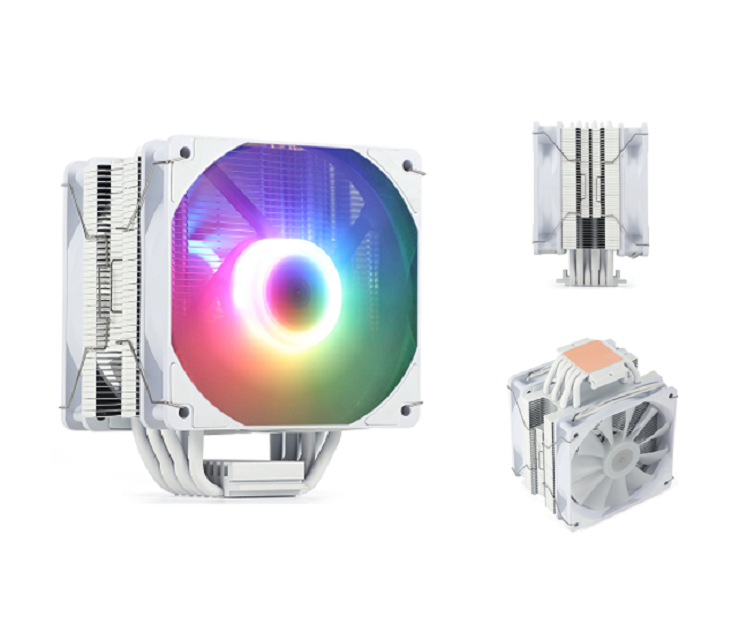 ETEK 6-Pipe RGB CPU Cooler, Dual 120mm PWM Fans, يدعم AMD, 153*100*122mm, مثالي للألعاب وأجهزة سطح المكتب عالية الأداء