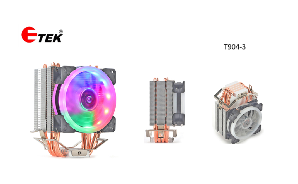 ETEK 4-Heatpipe CPU Cooler، مروحة 92mm، RGB ثابتة، محمل هيدروليكي، مثالية لبناء الميزانية وأجهزة الكمبيوتر الصغيرة