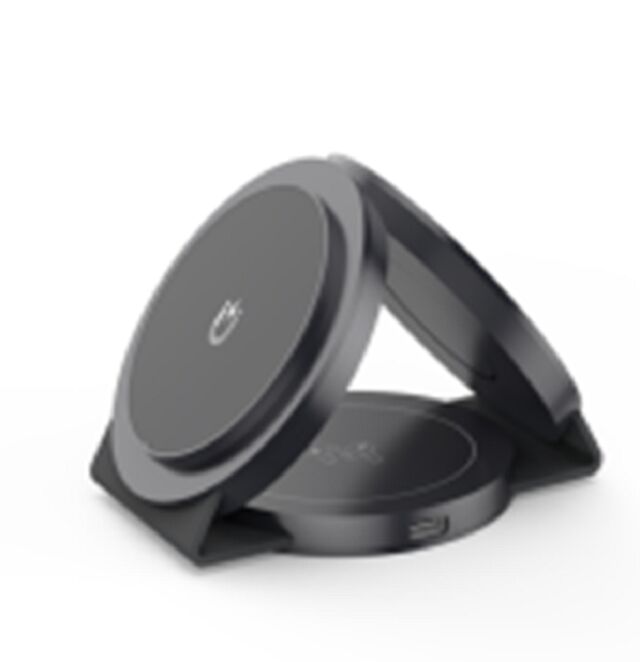 منصة الشحن اللاسلكية 3 في 1 رقيقة للغاية ، قابلة للطي ومحمولة ، 15 واط للهاتف / 2.5 واط للساعة / 3 واط لأجهزة سماع ، 4 ألوان ، بلاستيك + جهاز كمبيوتر