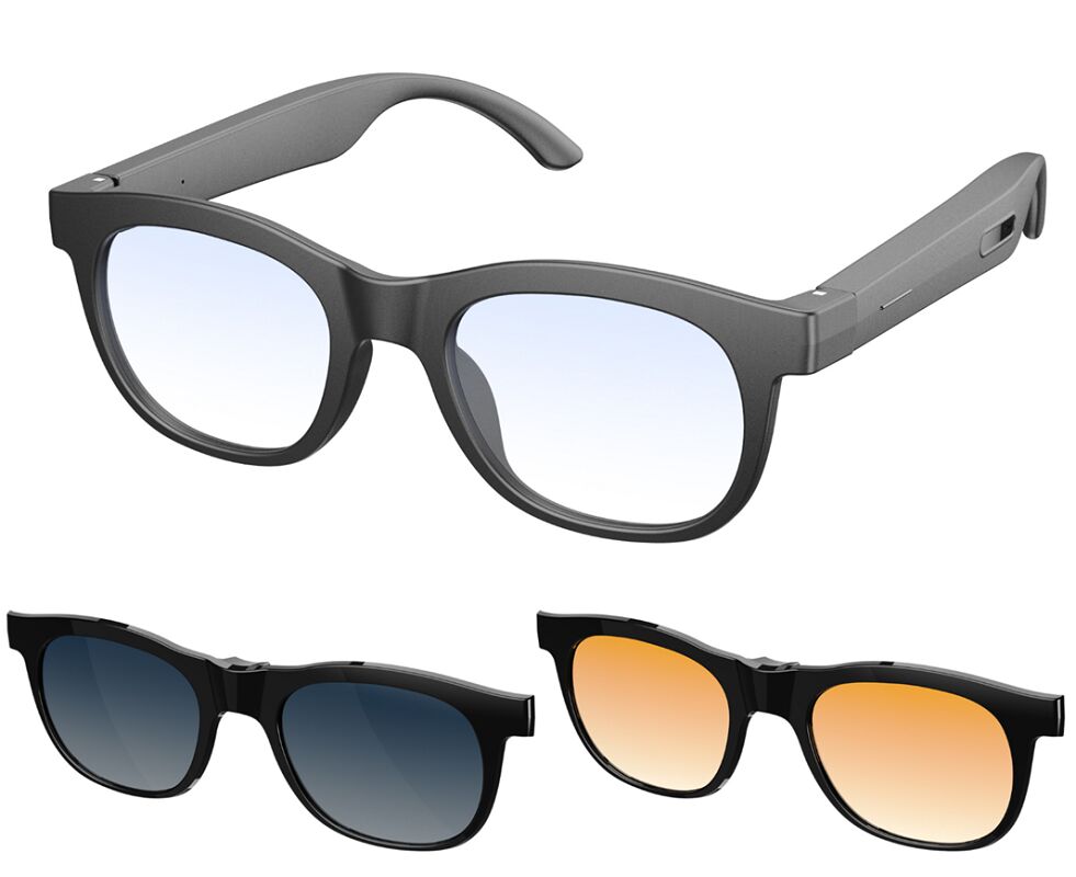 نظارات شمسية بلاوتوث الذكاء الاصطناعي، خفيفة الوزن، ميكروفون MEMS لتسجيل الاجتماعات، شحن مغناطيسي، صوت مفتوح الأذن