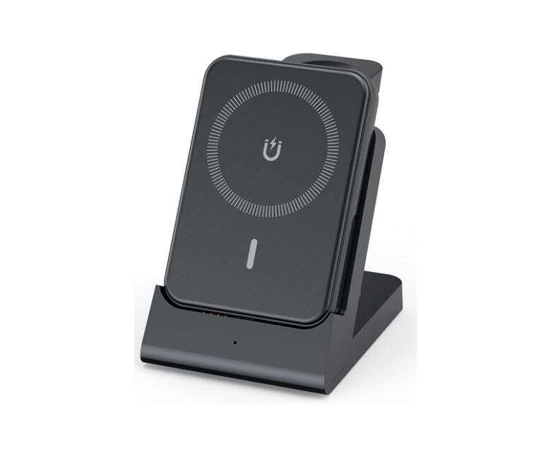 شاحن لاسلكي متنقل، 5000 مللي أمبير، 3 في 1 للهاتف/الساعة/سماعات الأذن، 15 واط Qi، للسفر، المكتب، أو الإهداء