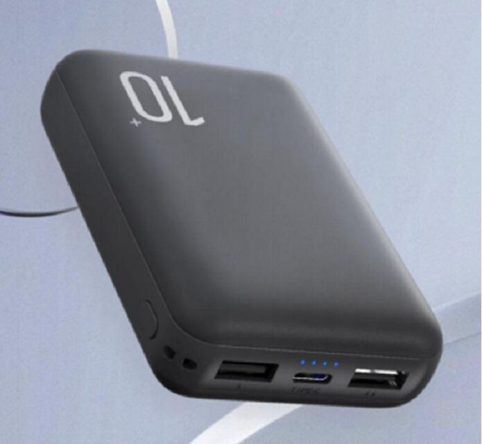 10000mAh بنك طاقة خلية مزدوجة، الدرجة A Li-Po، 10W الخروج، نوع C + مدخل ميكرو USB، أسود / أبيض