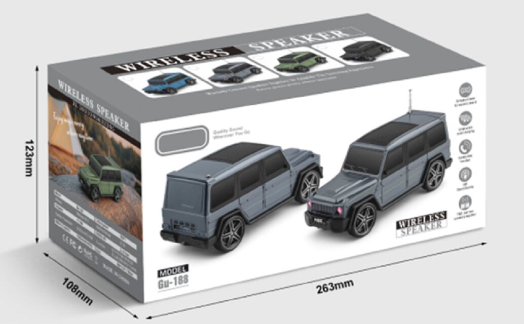 مكبر صوت بلاوتوث شمسي على شكل سيارة، جيه إل 5.3، 10W، 1200mAh، ABS + شبكة الحديد، 4 ألوان