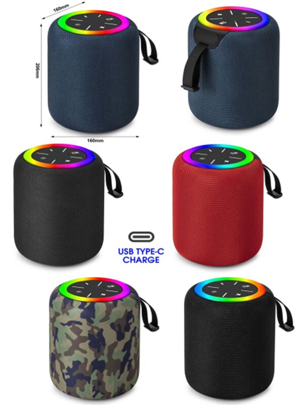 مكبر صوت Bluetooth المحمول، 25W ستيريو، 2400mAh، LED Marquee، TWS، FM/USB/TF، ABS+Cloth