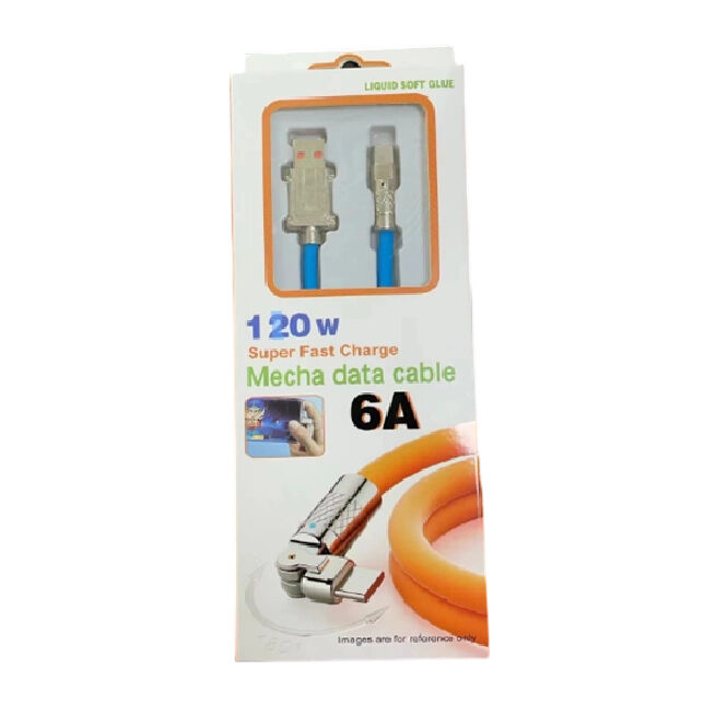 كابل شحن سريع، 4 نوى، دوار، ضوء LED، 8 ألوان، 1-2 متر