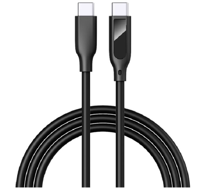 كابل USB-C بشاشة رقمية، شحن سريع 5 أمبير، سيليكون، 1 متر، جهد/تيار في الوقت الفعلي