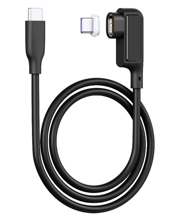 5A كابل USB-C المغناطيسي مع شاشة رقمية ، 0.5M ، السيليكون ، الكوع ، 480Mbps ، أسود / أبيض