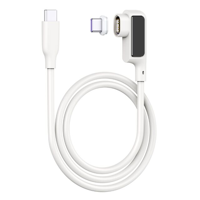 5A كابل USB-C المغناطيسي مع شاشة رقمية ، 0.5M ، السيليكون ، الكوع ، 480Mbps ، أسود / أبيض