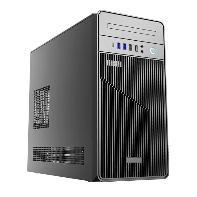 حافظة برج ATX رفيعة مع محرك أقراص ضوئي، Micro-ATX/Mini-ITX، فتحة 1x5.25 بوصة، طلاء نصف EMI، أسود