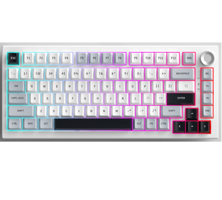 لوحة مفاتيح ميكانيكية ثلاثية الأوضاع ذات 81 مفتاحًا ، مضاءة خلفية RGB ، نوع C / 2.4G / Bluetooth