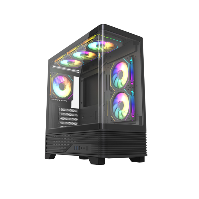 Curved Front Glass PC Case, Full Metal Top Panel MATX Gaming Computer Chassis, Support 360mm Water Cooling, Max 410mm GPU Length