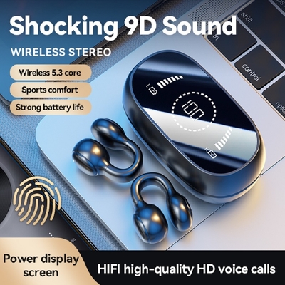 بلوتوث 5.3 سماعة أذن تصميم أذن مفتوحة بالكامل 9D لعبة الصوت المحيطي الصوت المزامنة HIFI الشاشة الرقمية 1.5H الشحن 6H تشغيل واحد