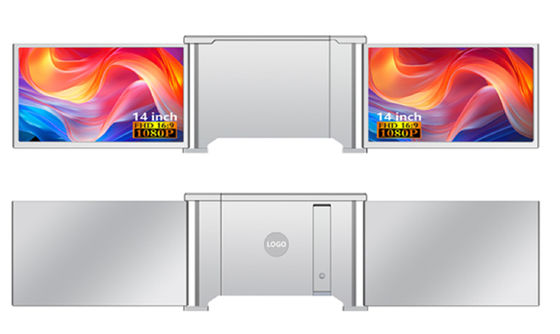 شاشة كمبيوتر محمول مزدوجة 14 بوصة FHD متوافقة مع أجهزة الكمبيوتر المحمولة 13.5-16.5 بوصة مزدوجة من النوع C تدعم الصوت الفيديو ميني HDMI HDR